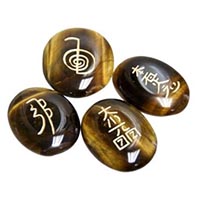 Set de cuatro piedras de reiki ojo de tigre