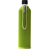 Botella de vidrio con funda de neopreno verde 500 ml