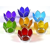 Portavelas flor de loto vidrio colores variados mini