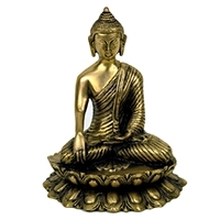 Buda Sakyamuni en flor de loto metal 20 cm