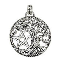 Colgante árbol de la vida y pentagrama plata