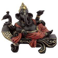 Ganesh con pavo real resina 15 cm.