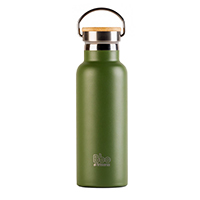Botella reutilizable verde termo 500 ml. BBO Irisana con tapón de bambú